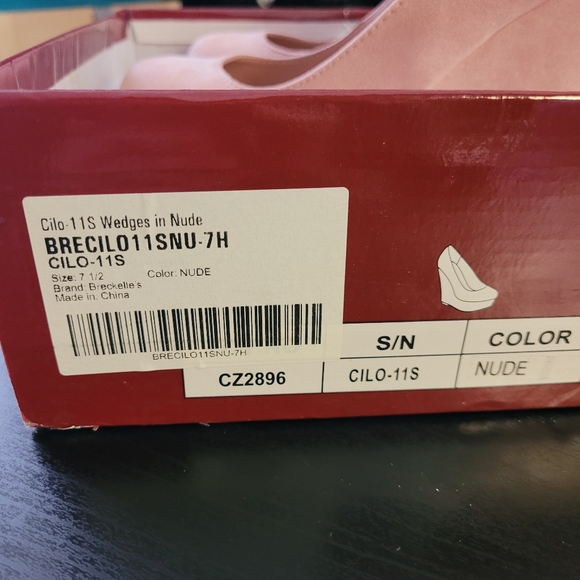 Breckelles Women's High Wedge Nude / Baby Pink Shoes - Picture 4 of 5